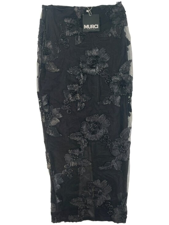 Murci Dresses & Skirts - Murci Exclusive Mesh Floral Embroidered Column Maxi Skirt Black Sz UK12 US8 NEW